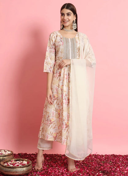 Off white Designer Function Wear Readymade Salwar Suit