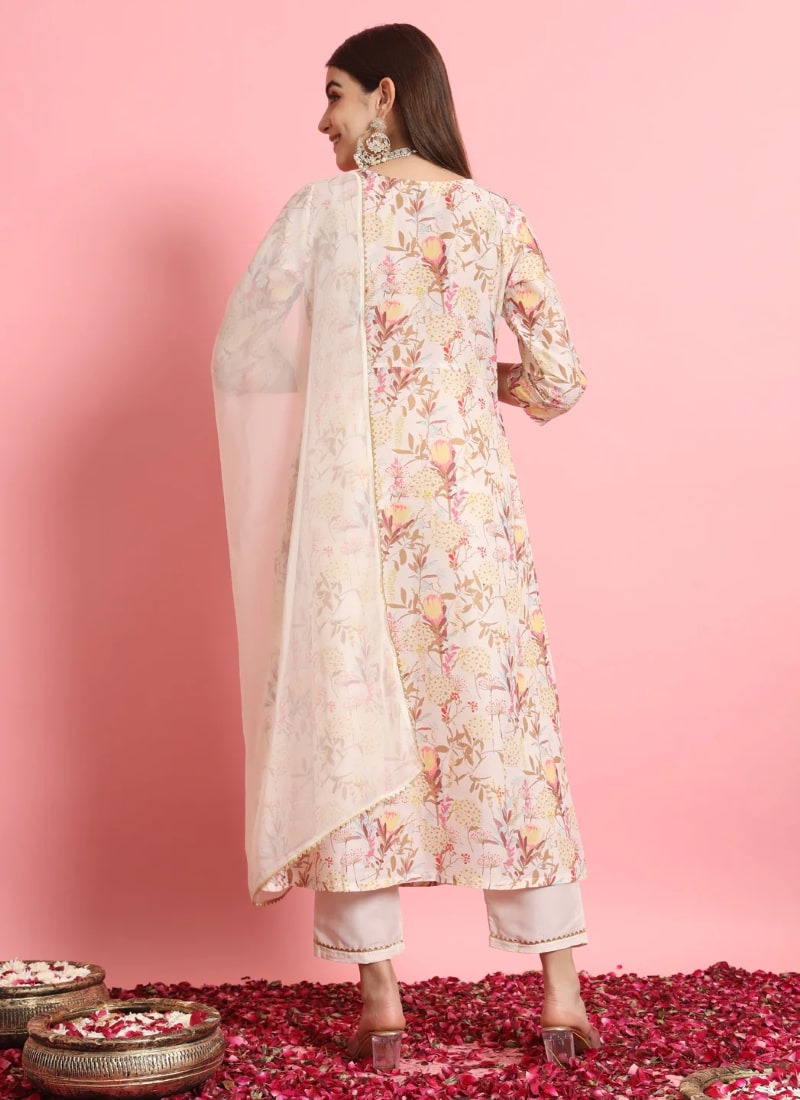 Off white Designer Function Wear Readymade Salwar Suit