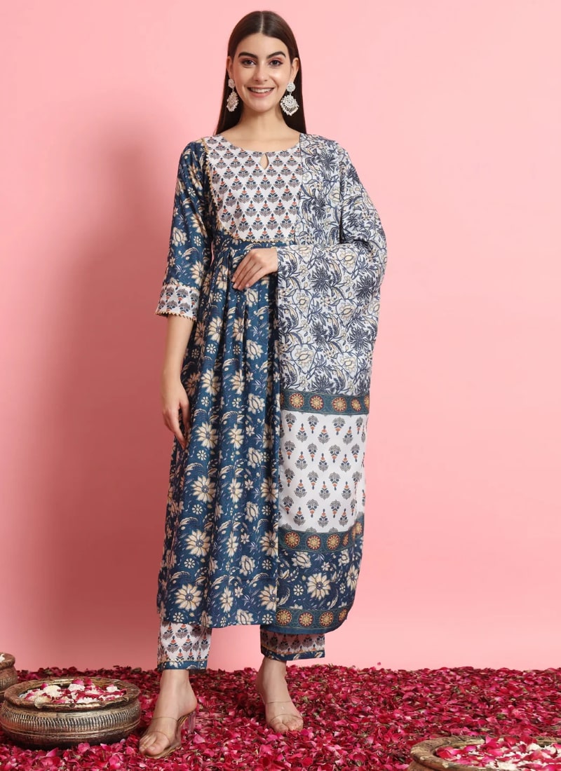 Blue Designer Function Wear Readymade Salwar Suit