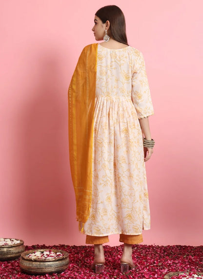 Cream Designer Function Wear Readymade Salwar Suit