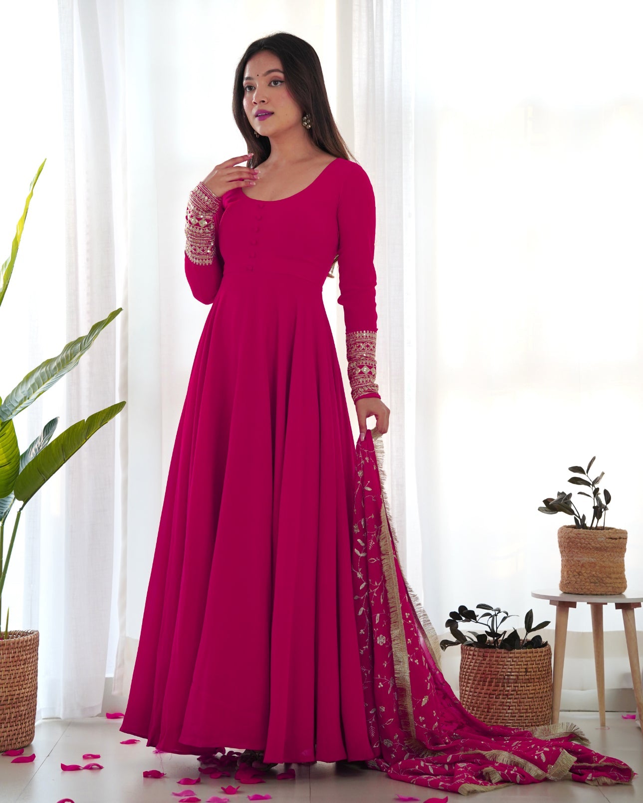 Pink Georgette Anarkali Suit