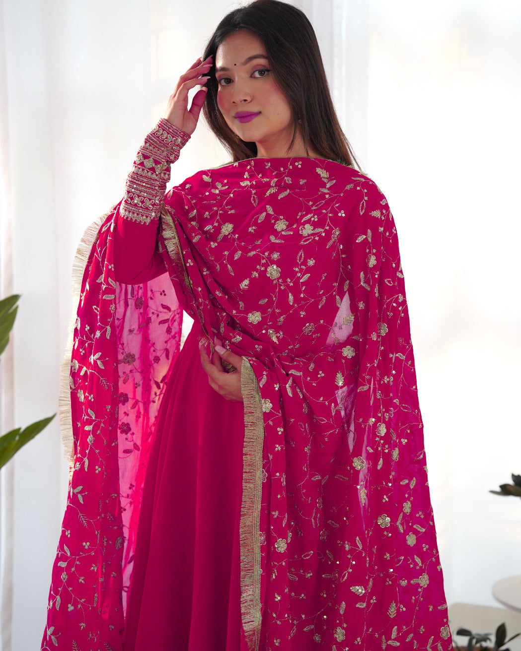 Pink Georgette Anarkali Suit