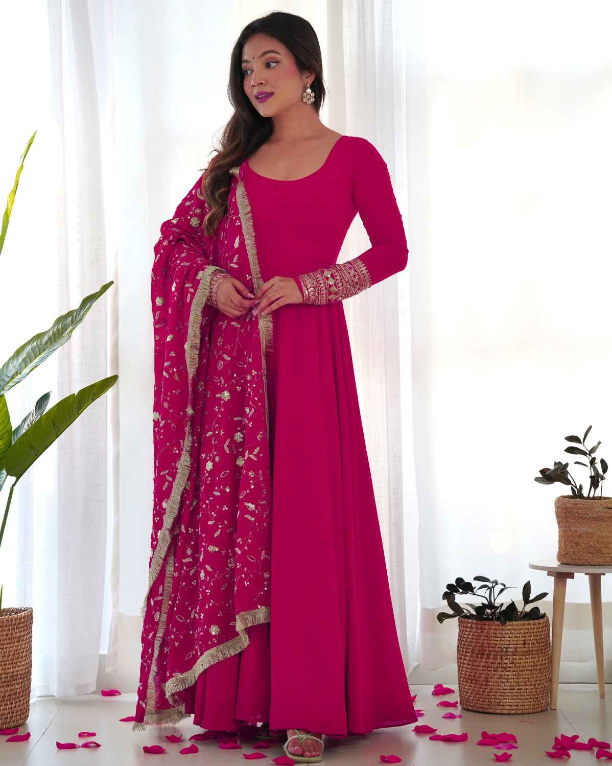 Pink Georgette Anarkali Suit