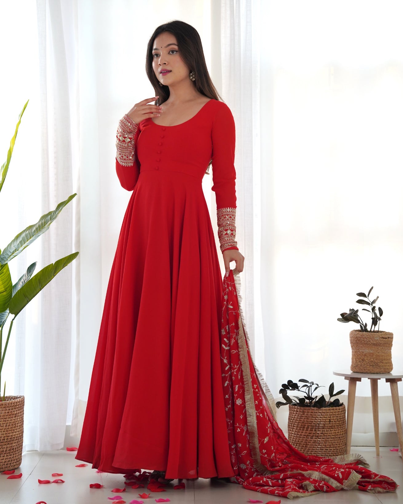 Red Georgette Anarkali Suit