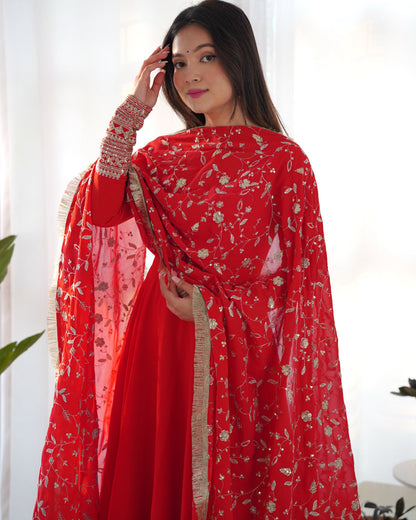 Red Georgette Anarkali Suit