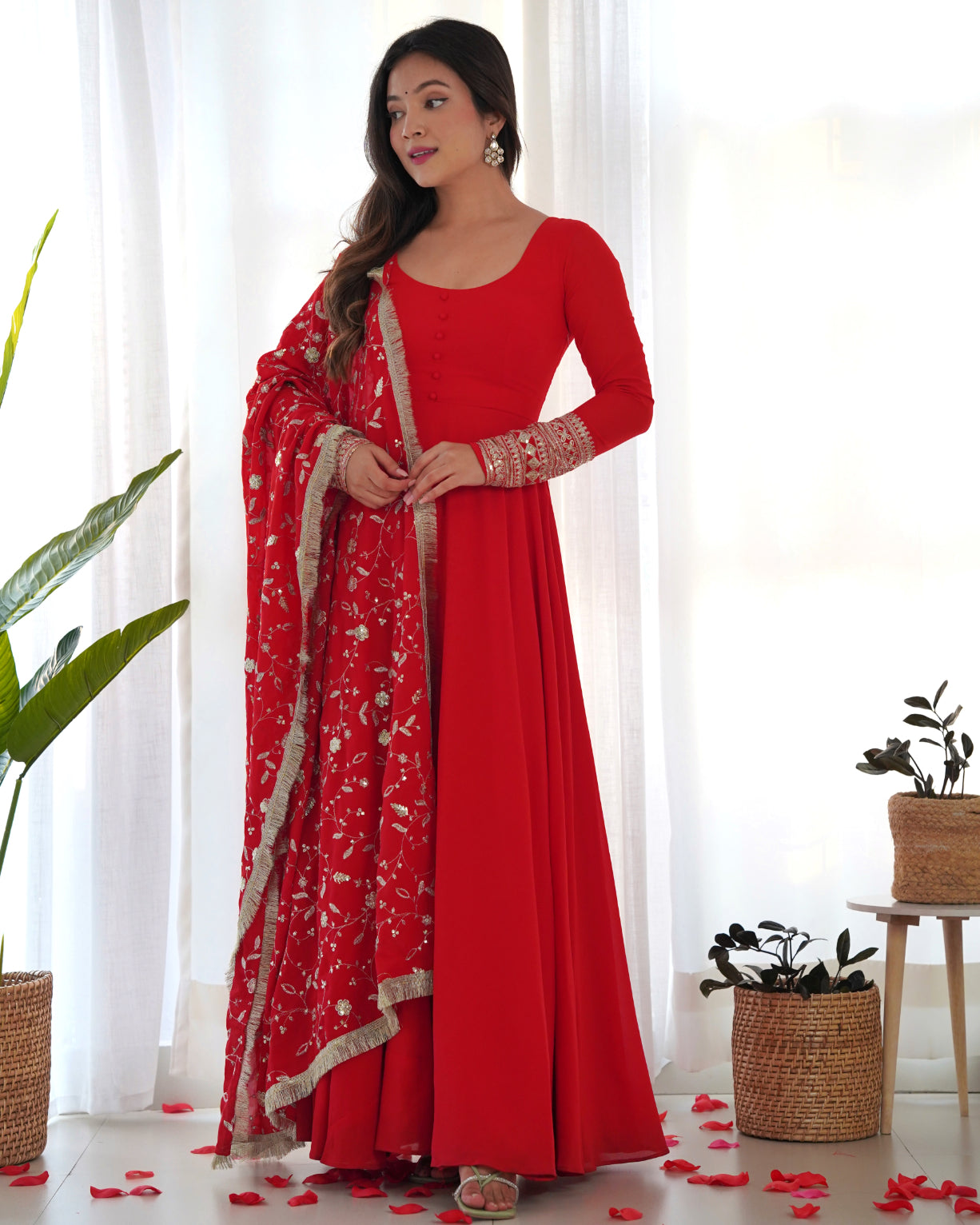 Red Georgette Anarkali Suit