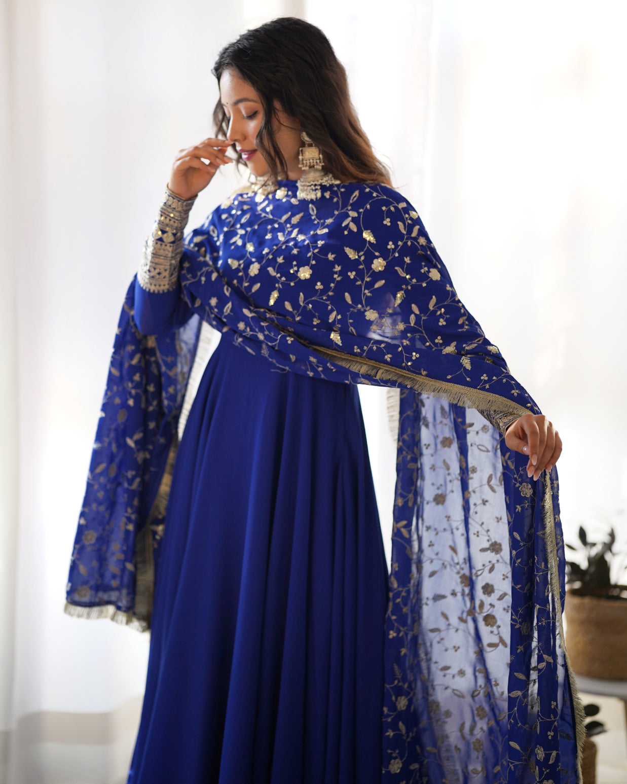 Navy Blue Georgette Anarkali Suit