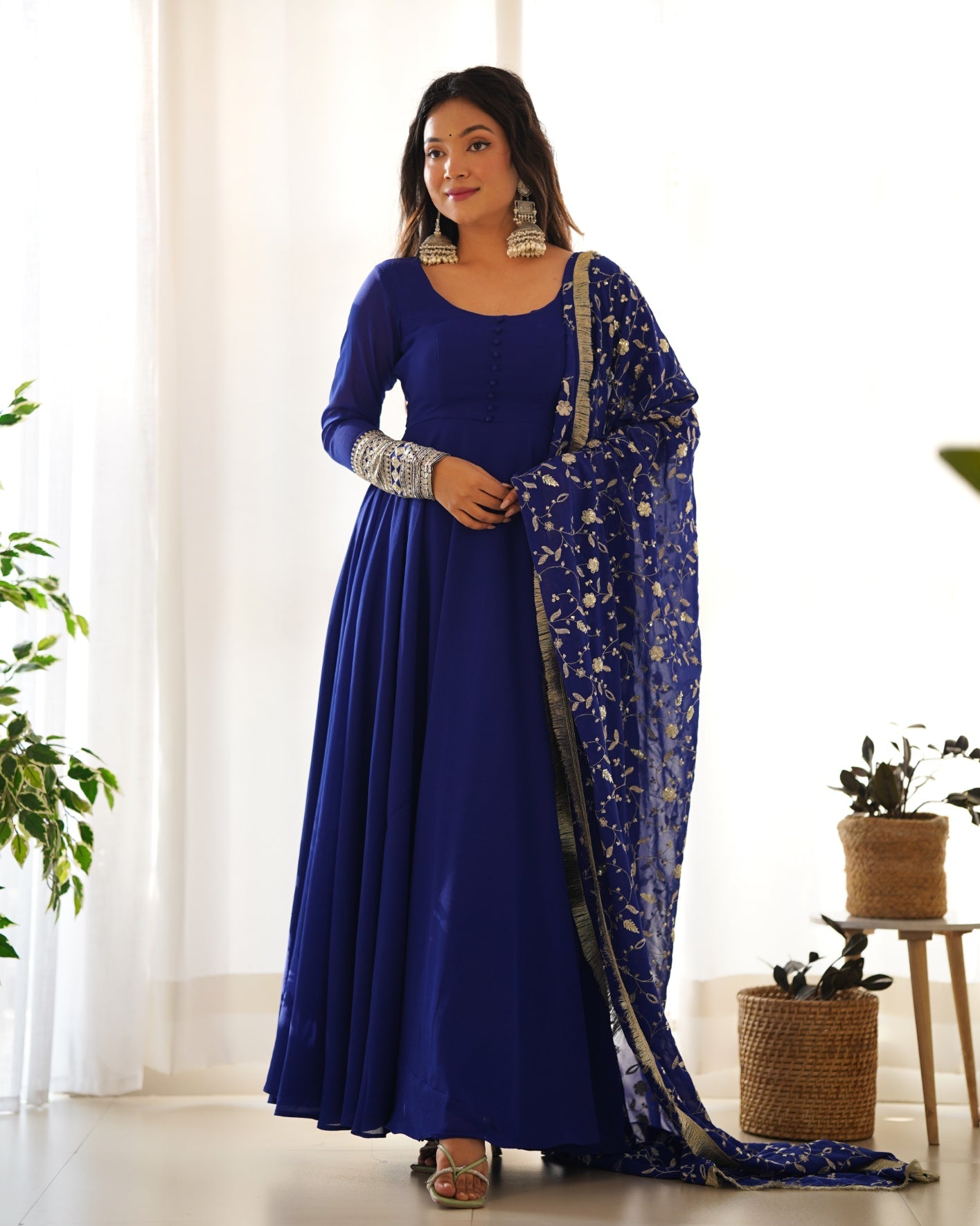 Navy Blue Georgette Anarkali Suit