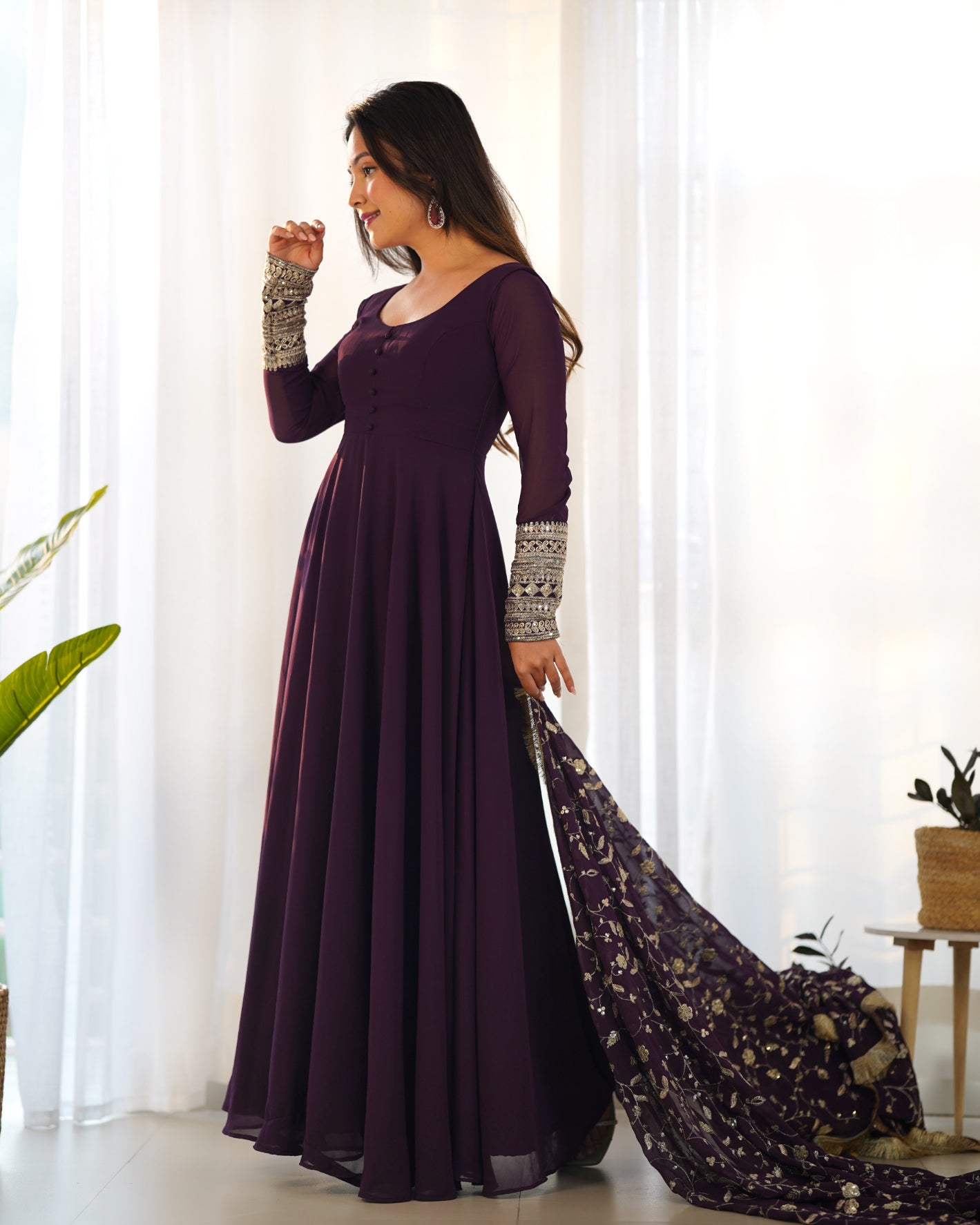 Purple Georgette Anarkali Suit