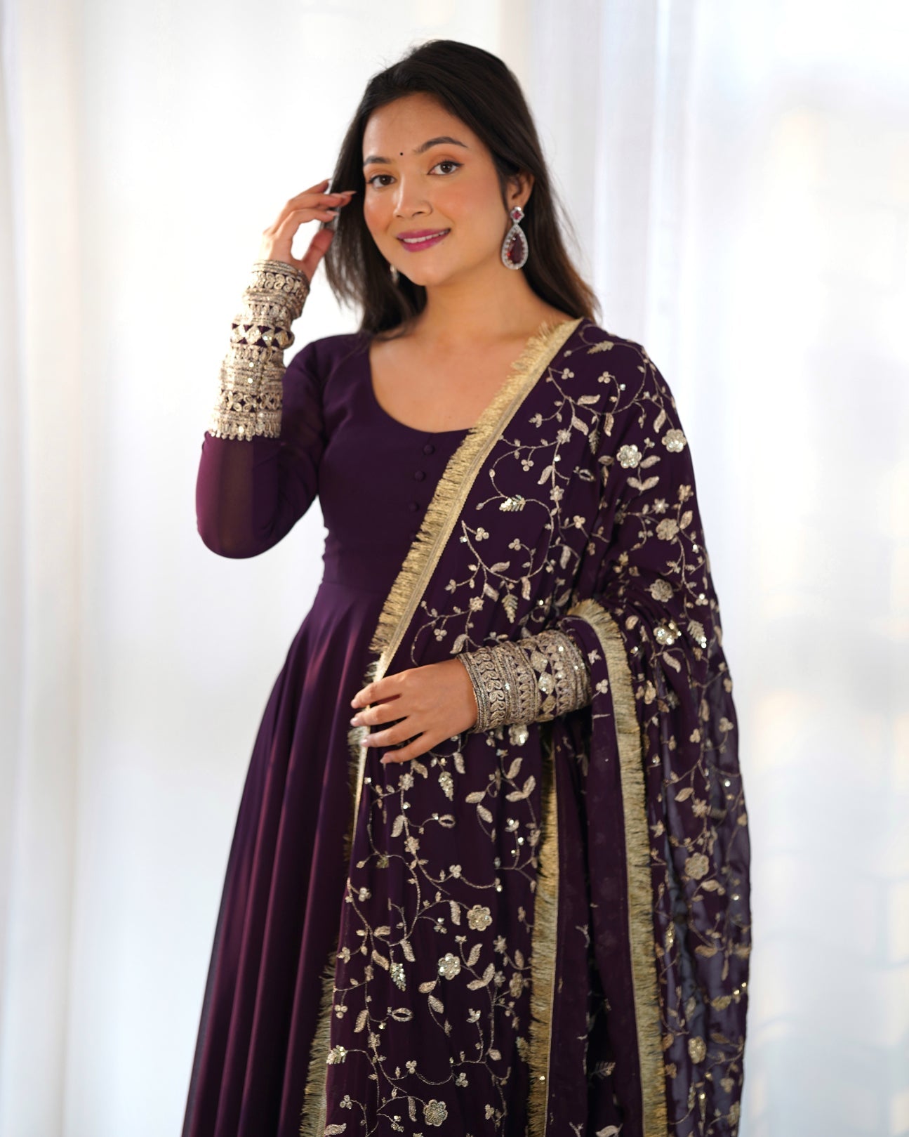 Purple Georgette Anarkali Suit