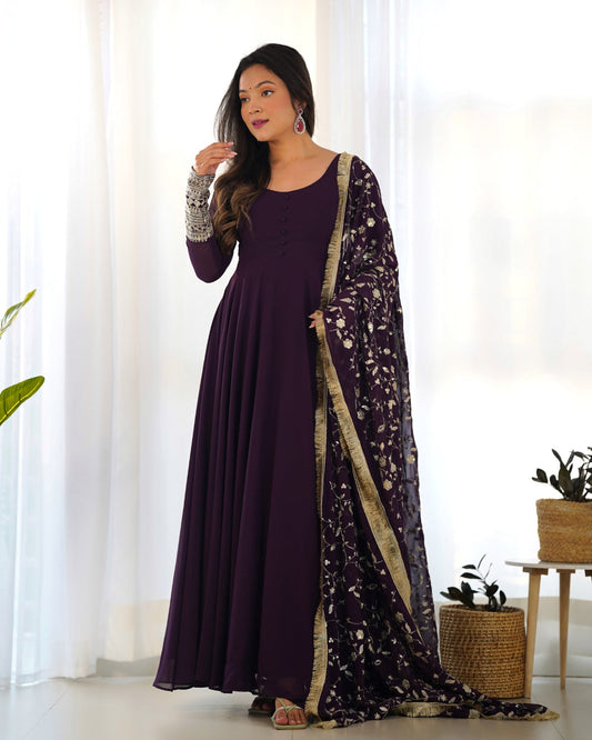 Purple Georgette Anarkali Suit