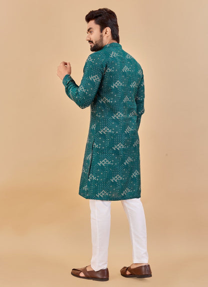 Green Cotton Men's Kurta Pyjama