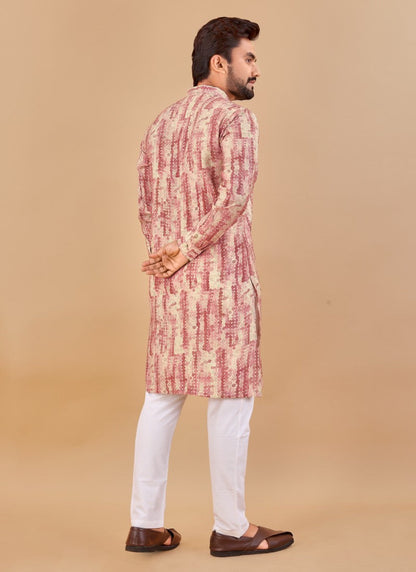 Pink Cotton Men's Kurta Pyjama