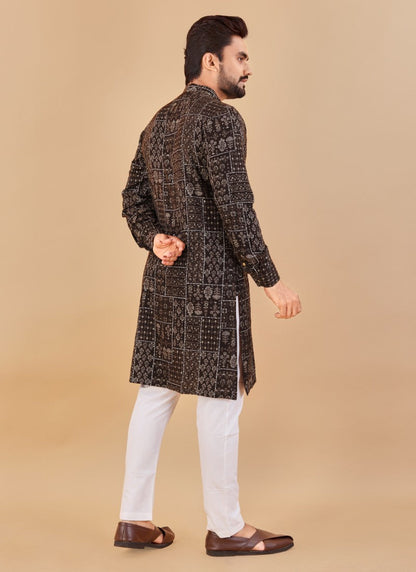 Black Cotton Men's Kurta Pyjama