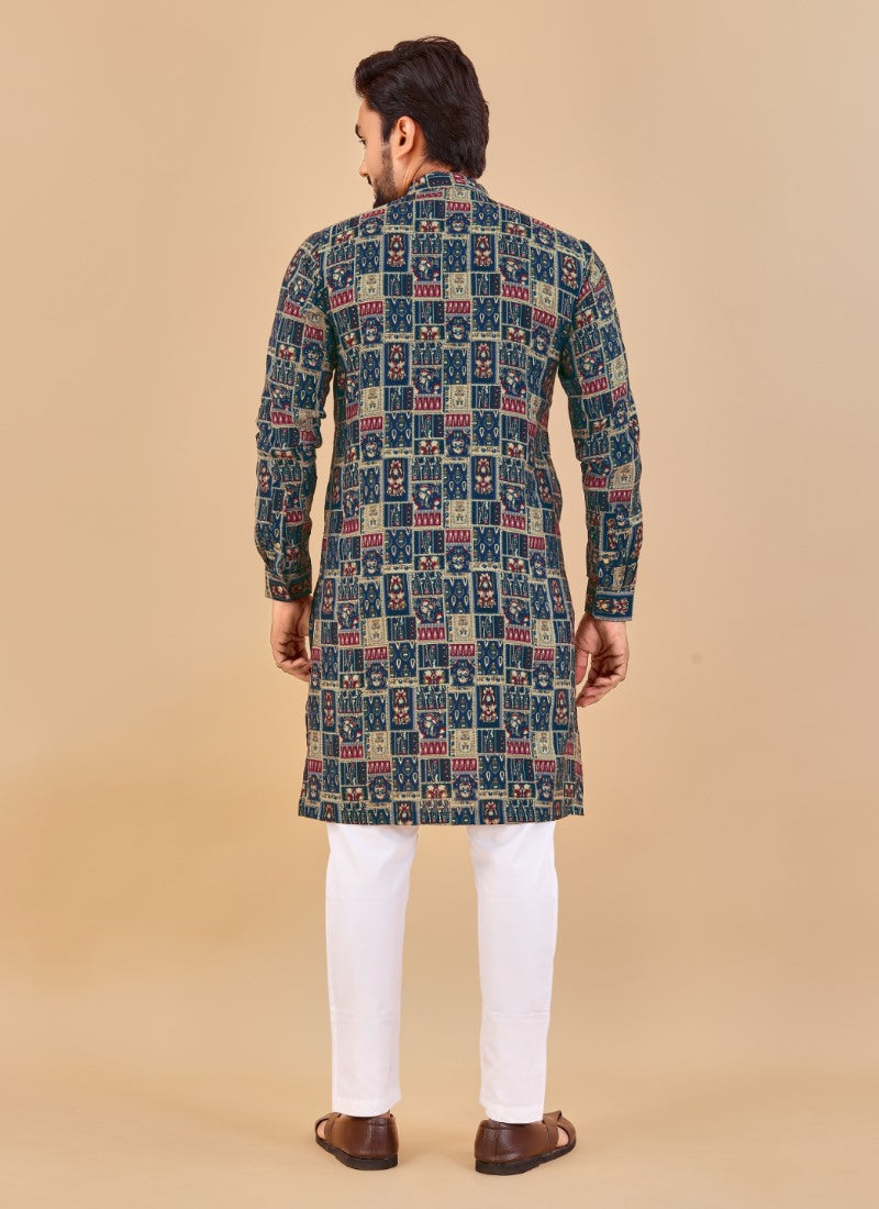 Multi Cotton Men's Kurta Pyjama