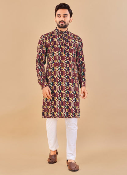 Multi Cotton Men's Kurta Pyjama