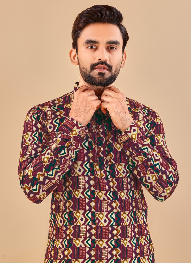 Multi Cotton Men's Kurta Pyjama