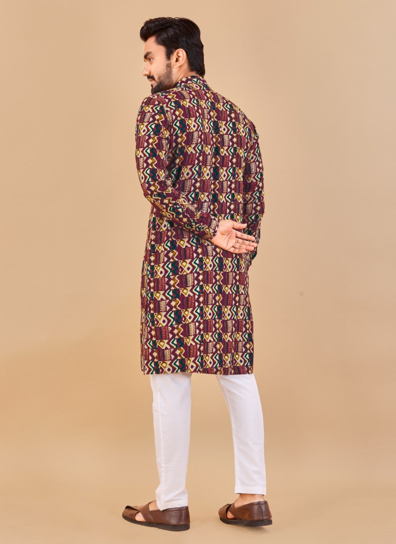 Multi Cotton Men's Kurta Pyjama