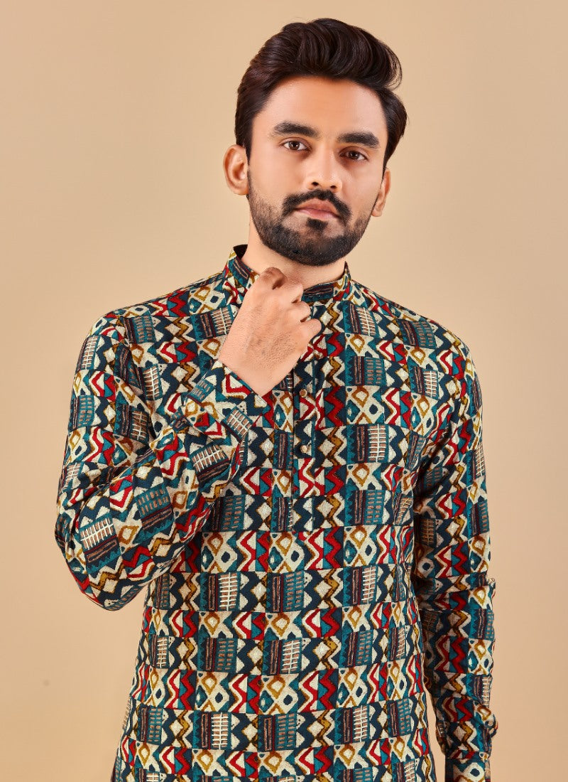 Multi Cotton Men's Kurta Pyjama