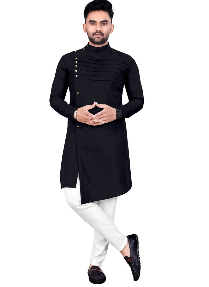 Black Cotton Men's Kurta Pyjama