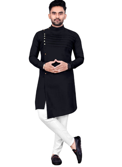 Black Cotton Men's Kurta Pyjama