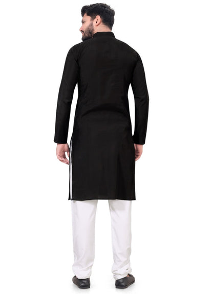 Black Viscose Men's Kurta Pyjama