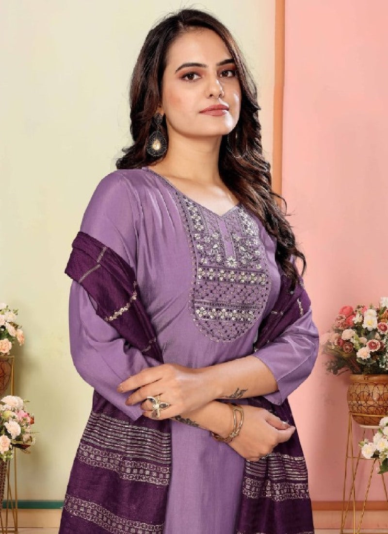 Levender  Straight Cut Salwar Suit