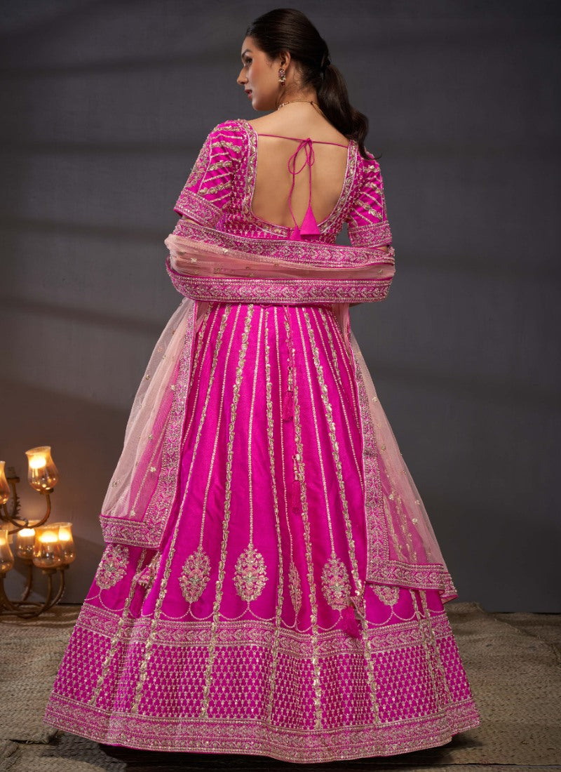 Pink Bridesmaid Wedding Lehenga Choli-2