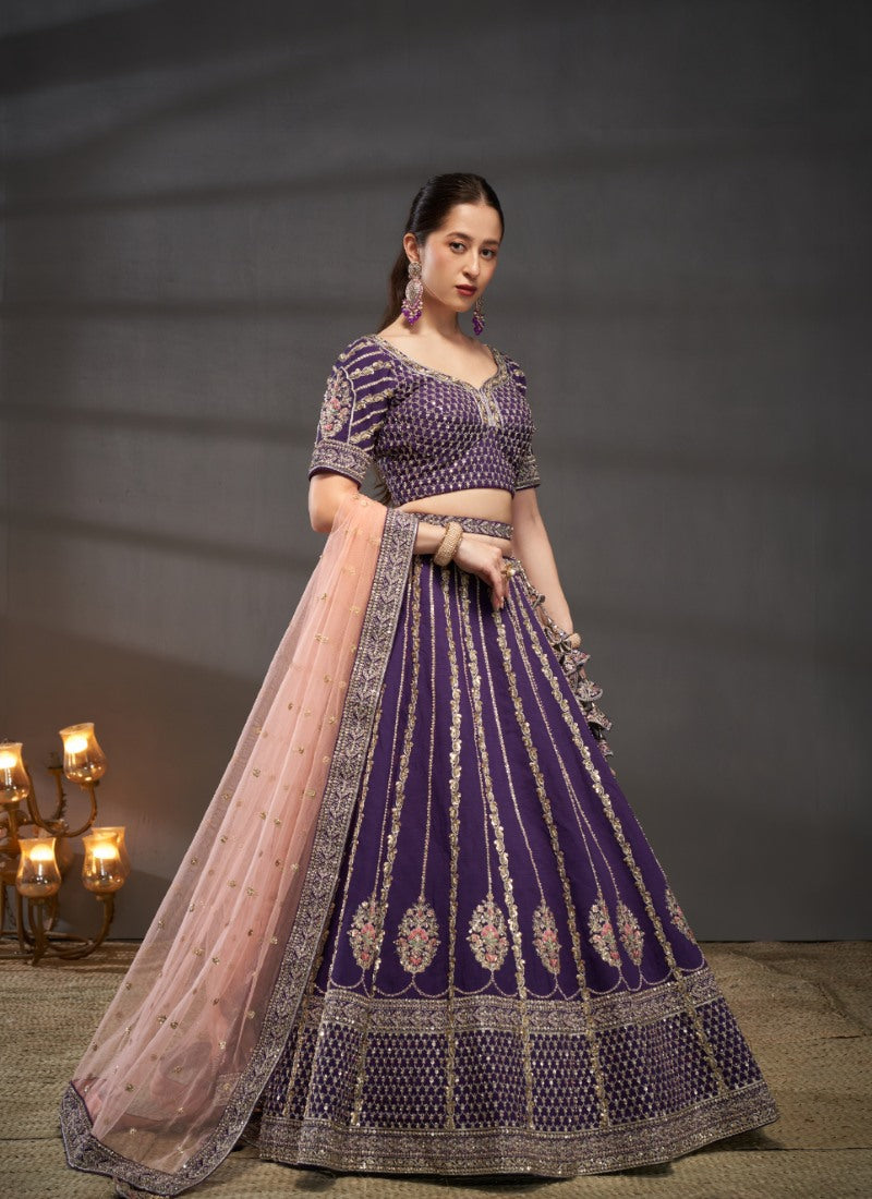 Purple Bridesmaid Wedding Lehenga Choli