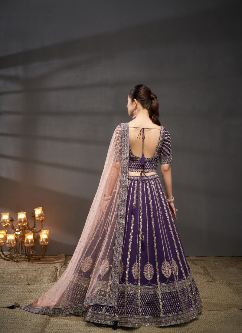 Purple Bridesmaid Wedding Lehenga Choli-2