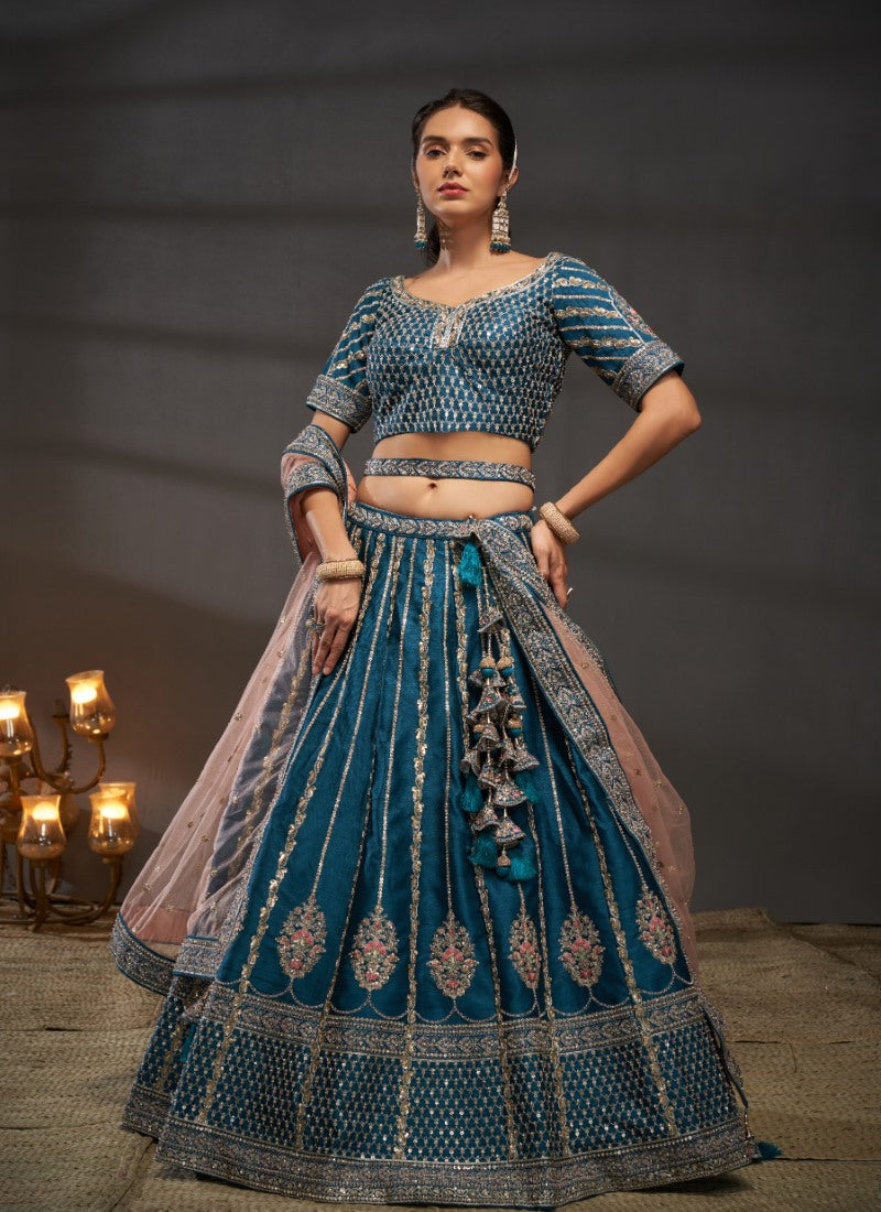 Teal Bridesmaid Wedding Lehenga Choli