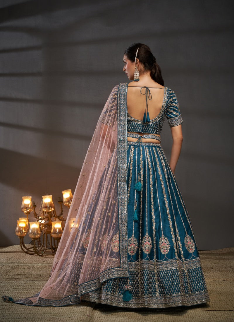 Teal Bridesmaid Wedding Lehenga Choli