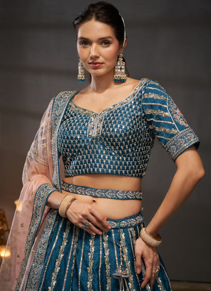 Teal Bridesmaid Wedding Lehenga Choli