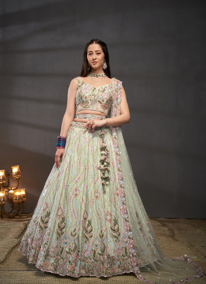 Light Green Bridesmaid Wedding Lehenga Choli