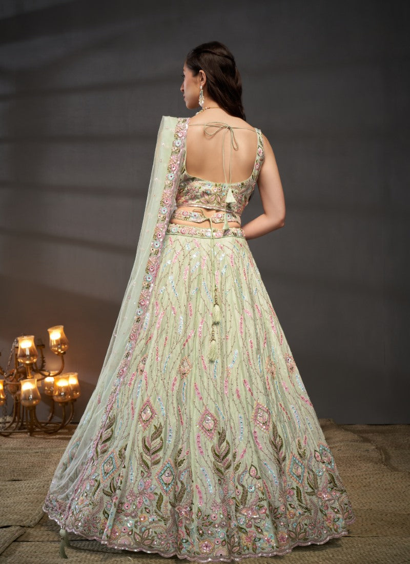 Light Green Bridesmaid Wedding Lehenga Choli-2