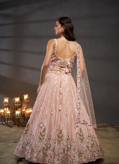 Peach Bridesmaid Wedding Lehenga Choli