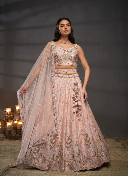 Peach Bridesmaid Wedding Lehenga Choli