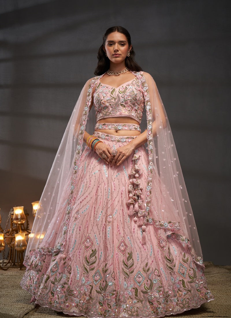 Pink Bridesmaid Wedding Lehenga Choli