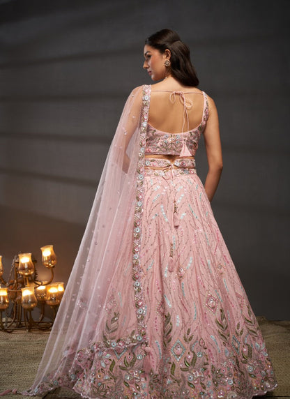 Pink Bridesmaid Wedding Lehenga Choli-2