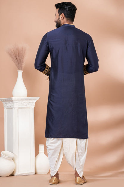 Navy Blue Designer Men's Wear Dhoti Kurta