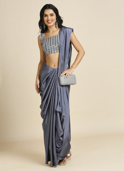 Grey Party Wear Saree