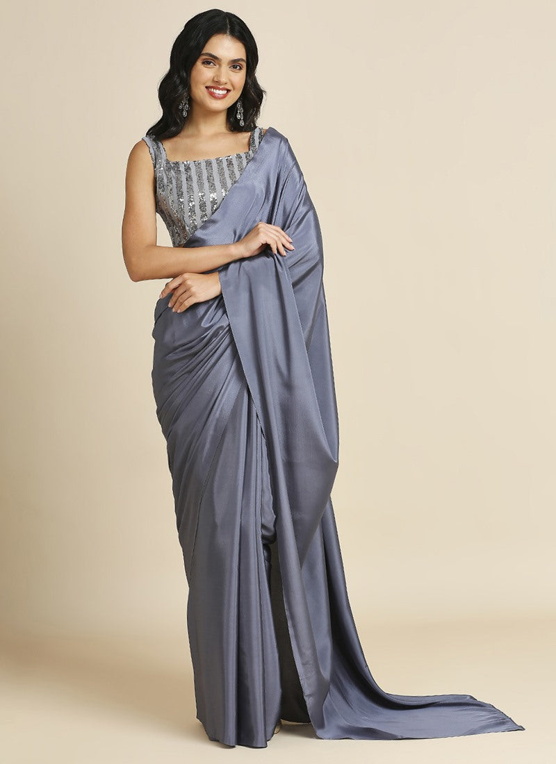 Grey Party Wear Saree