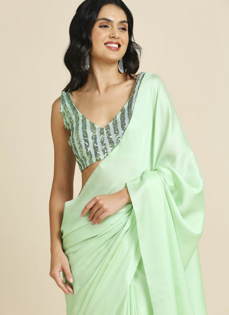 Pista Party Wear Saree