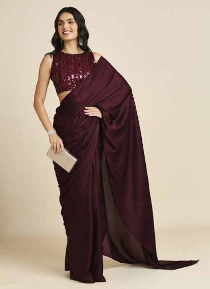 Wine Party Wear Saree