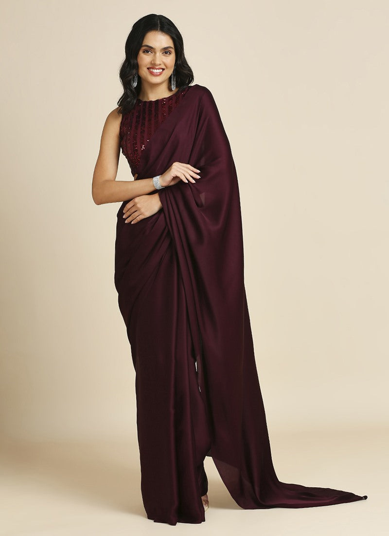 Wine Party Wear Saree