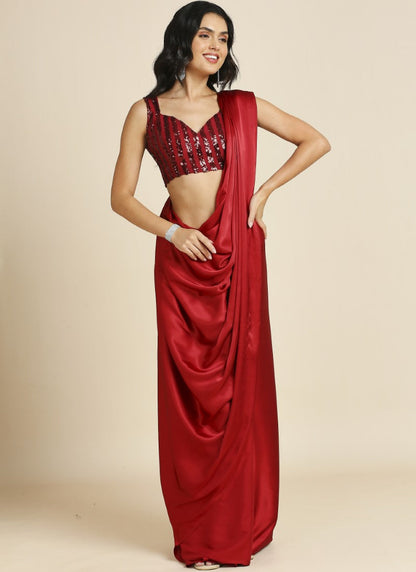 Red Party Wear Saree