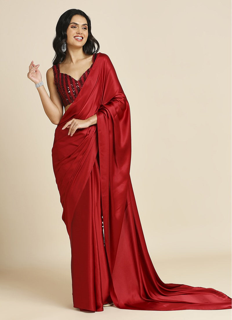 Red Party Wear Saree