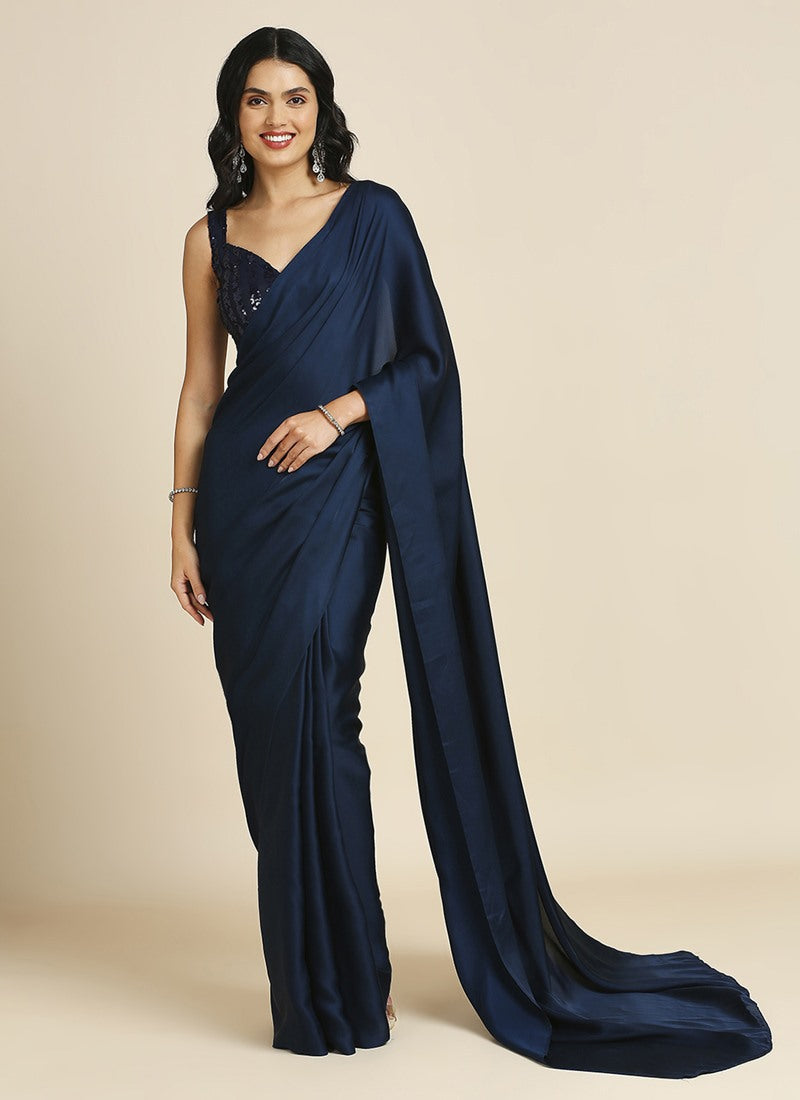 Navy Blue Party Wear Saree