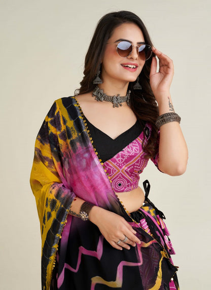 Black Navratri Lehenga Choli with Embroidery Work