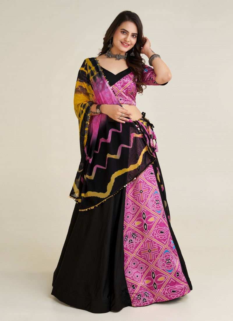 Black Navratri Lehenga Choli with Embroidery Work